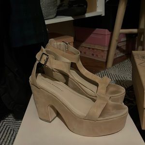 Loeffler Randall tan suede sandals